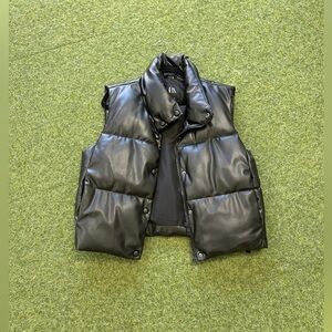 ZARA faux leather puffer vest L
